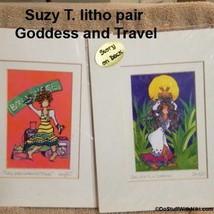 Suzy T. litho pair Goddess and Travel